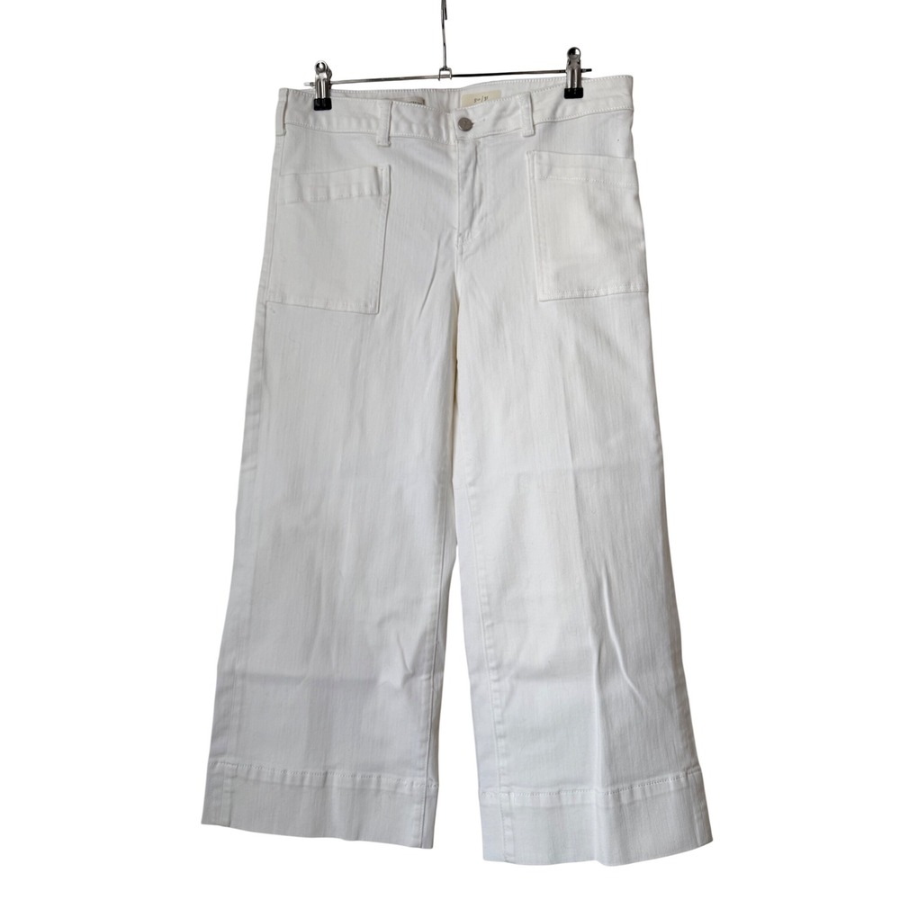Pilcro and the Letterpress White Wide Leg Crop Jeans Patch Pocket Womens 31 EUC - Picture 6 of 7